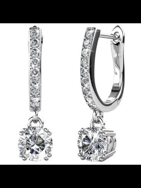 McKenzie 18k White Gold Plated Drop Dangle Earrings with Swarovski Crystals